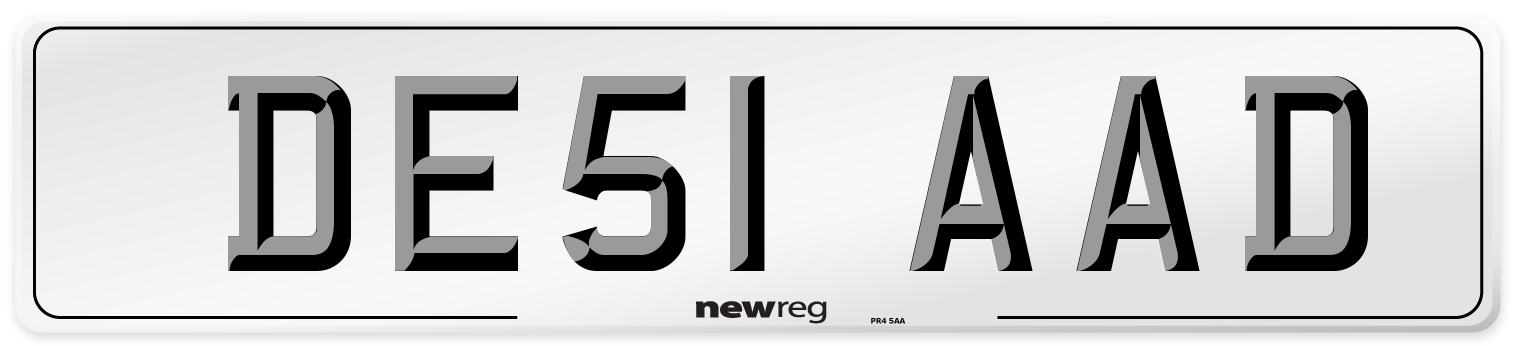 DE51 AAD Number Plate from New Reg